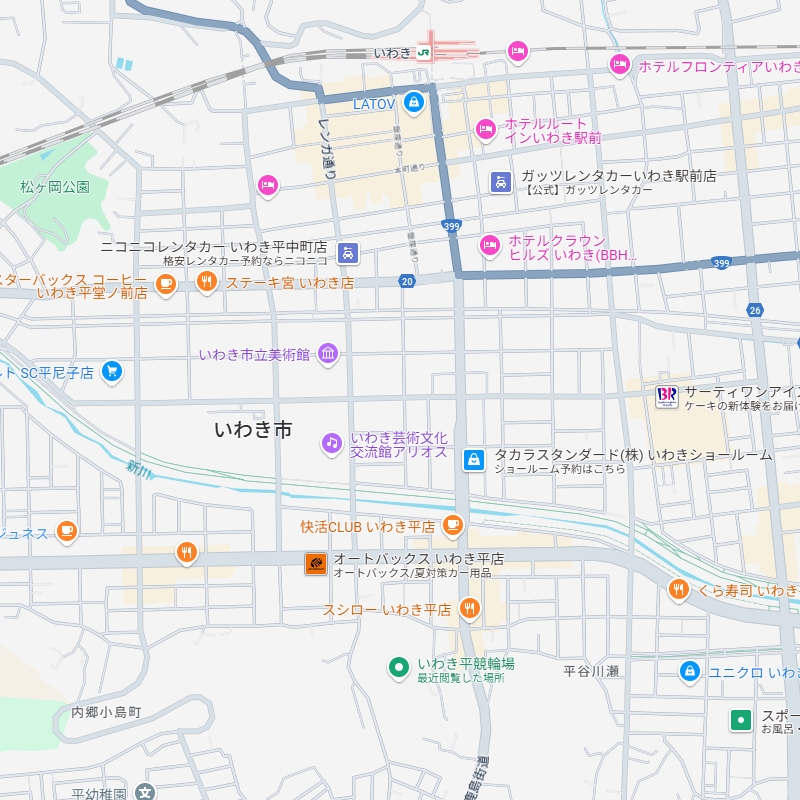 いわき平競輪場アクセスマップGoogleマップ